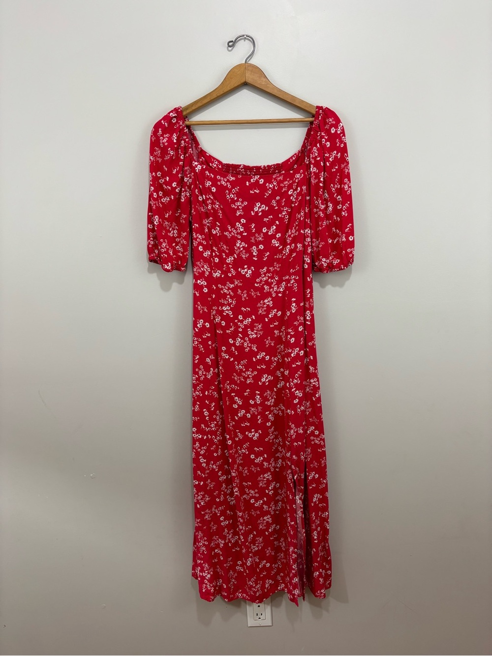 Soaked in Luxury Red Floral Maxi Dress with Square Neck